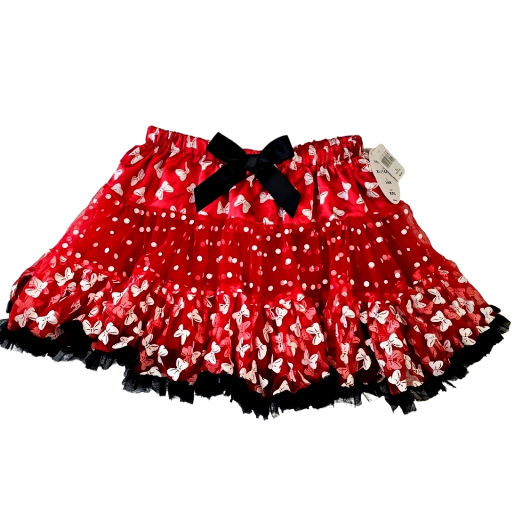 Nwt Disney Parks Red/White/ Black Bow Minnie Mouse Polkadot/Bows Tutu /Shorts